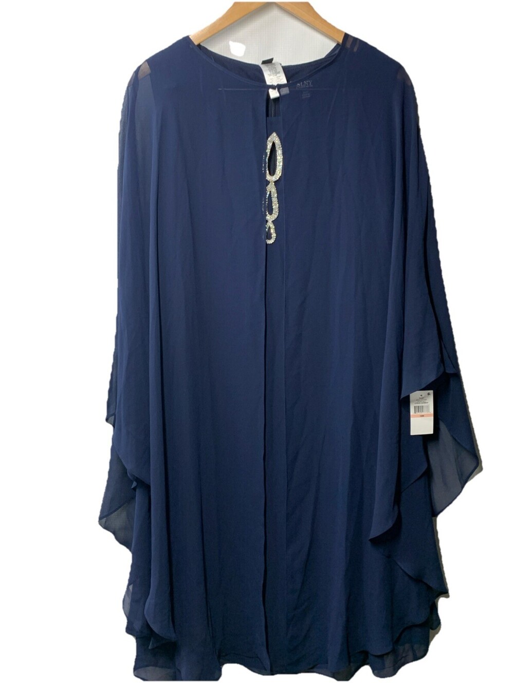 SLNY Women's Cocktail Dress Beaded Chiffon Shift 2-Piece with Capelet Size 14W